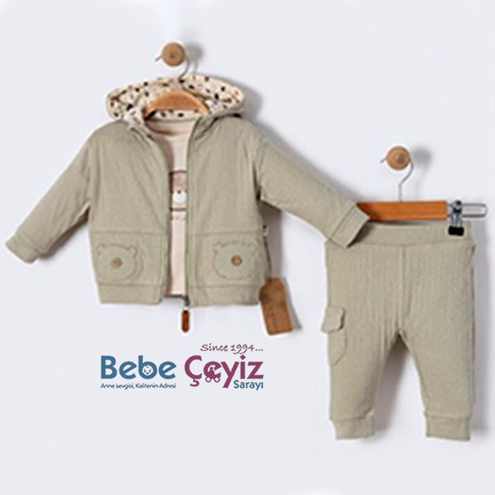 BEBESSİ Hırkalı Ayı 3'lü Takım ( Yeşil )