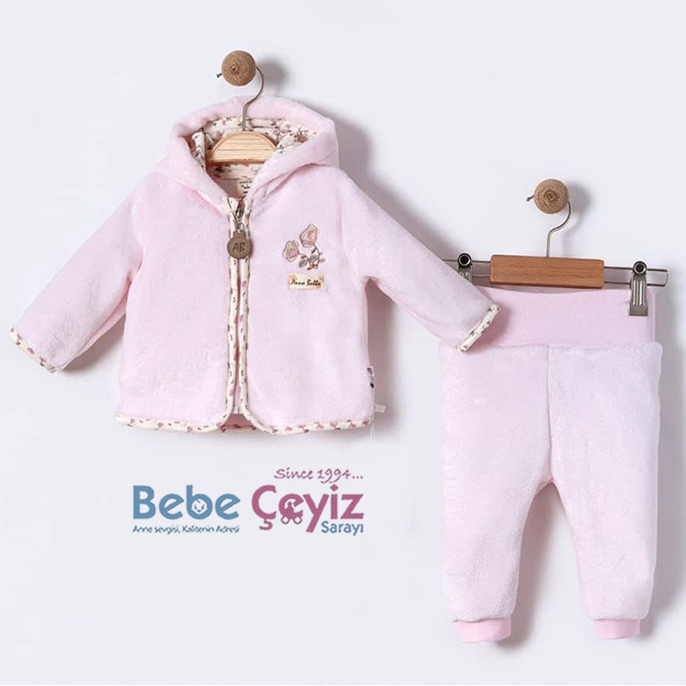 BEBESSİ Hırkalı Olie 2'li Takım ( Pembe )