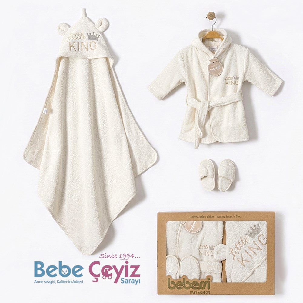 BEBESSİ King Kutulu Bornoz Seti ( Ekru )