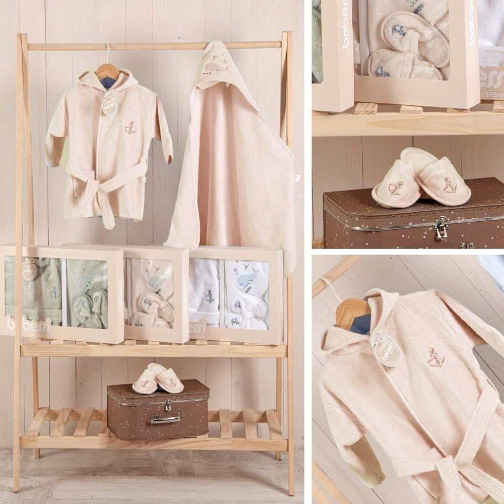 BEBESSİ Kutulu Set Sailing Bornoz Set ( Bej )