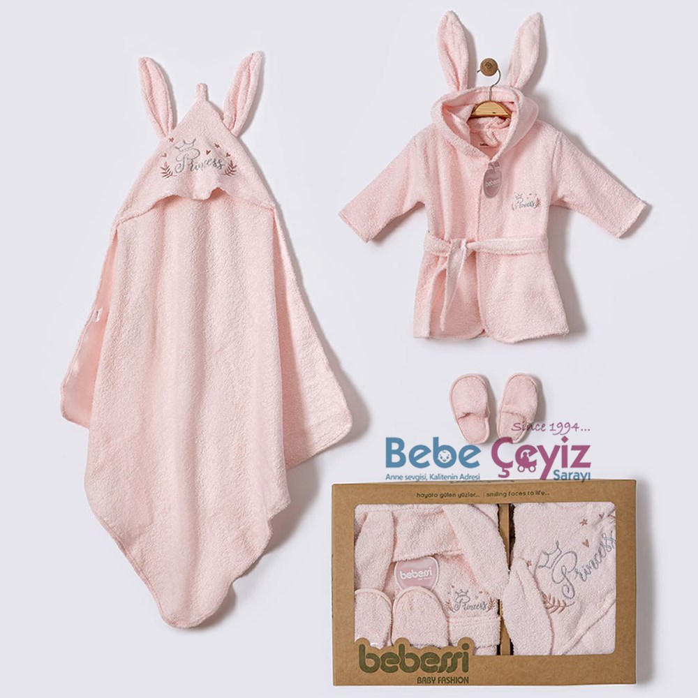 BEBESSİ Princess Kutulu Bornoz Seti ( Pembe )