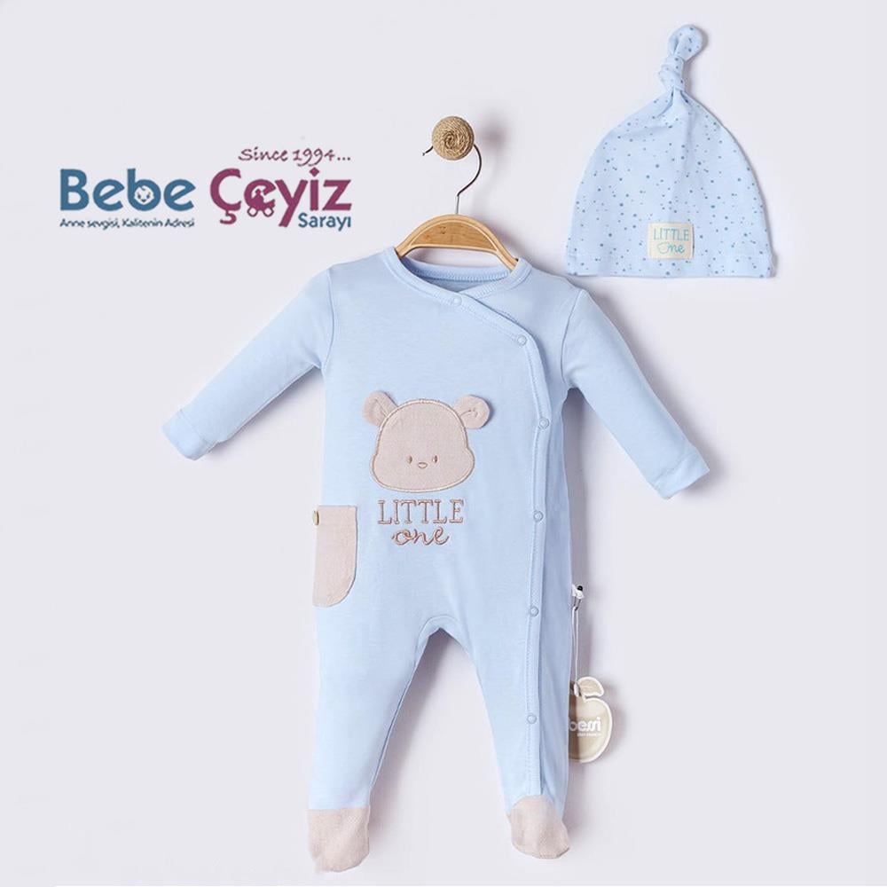BEBESSİ Şapkalı Little One Tulum ( Mavi )