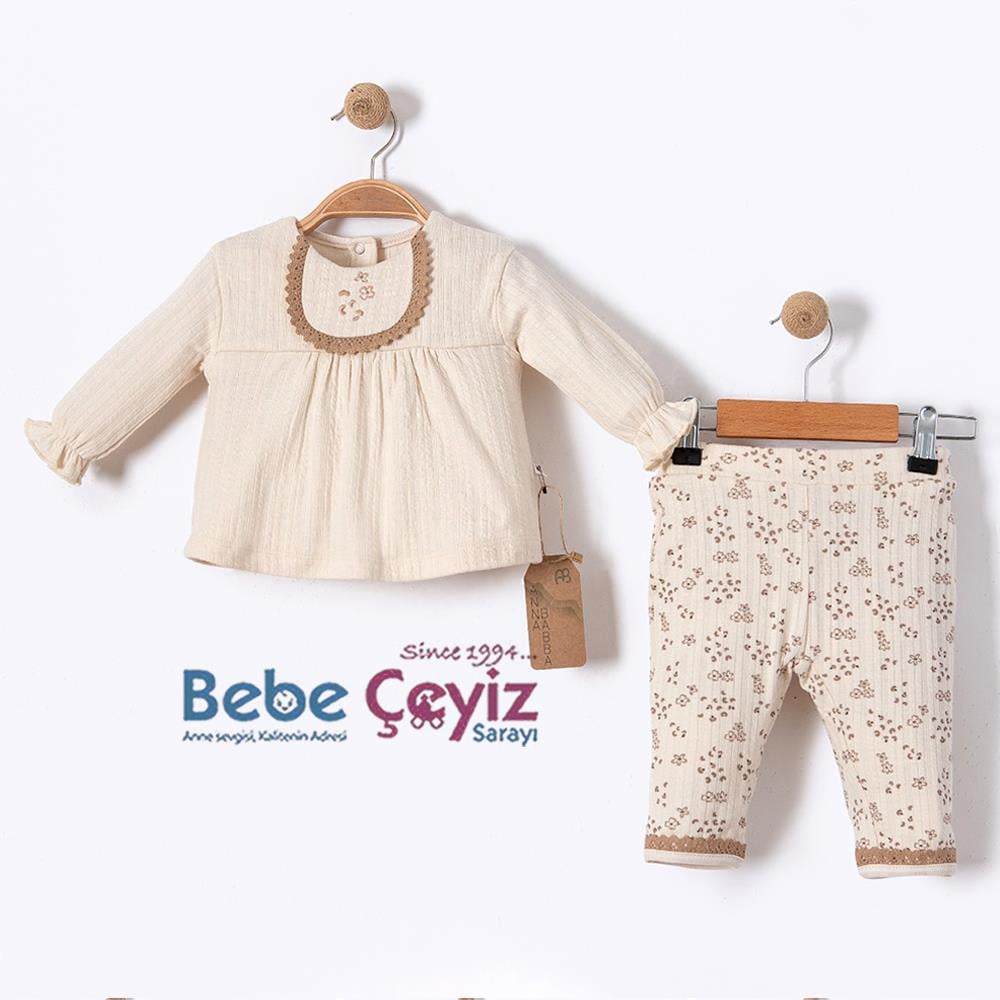 BEBESSİ Sweat Leo Flow 2'li Takım ( Bej )