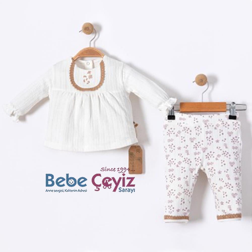 BEBESSİ Sweat Leo Flow 2'li Takım ( Ekru )