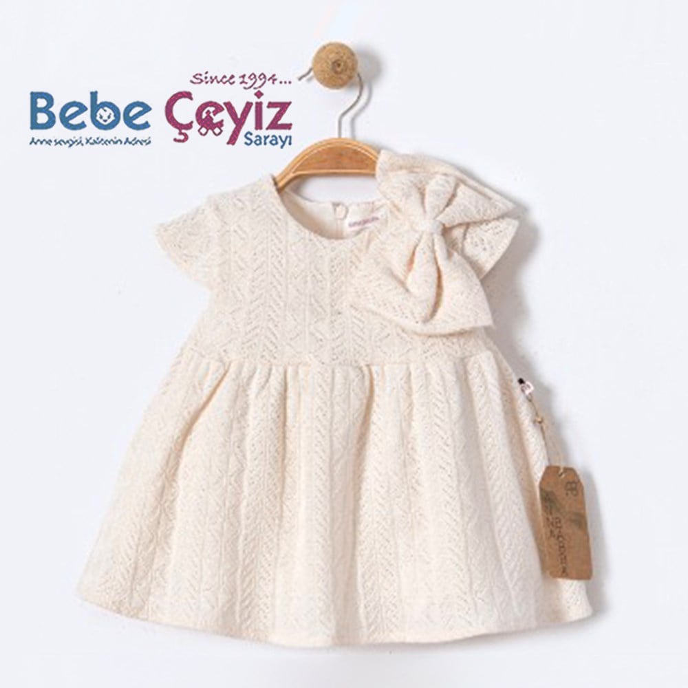 BEBESSİ With Bow Elbise ( Ekru )
