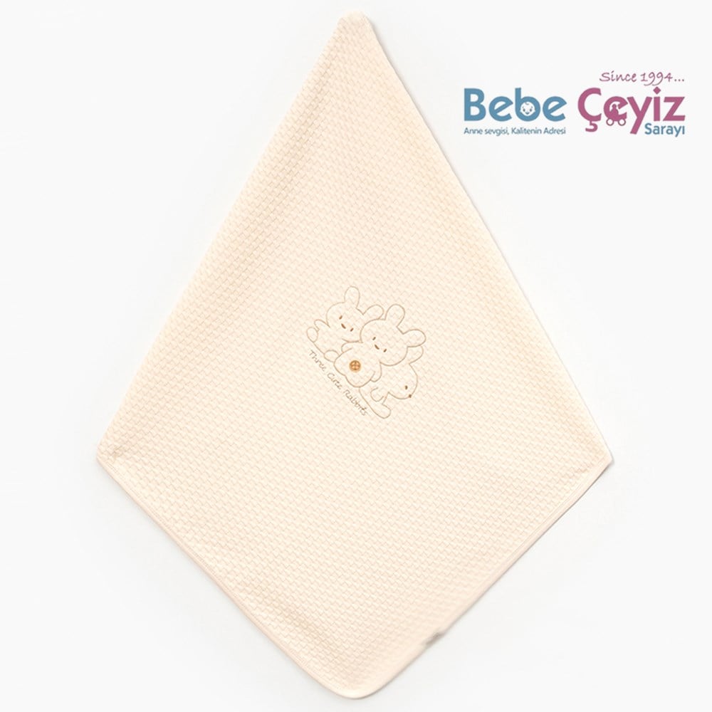 BEBİTOF Sevimli Tavşanlı Battaniye ( Bej ) 