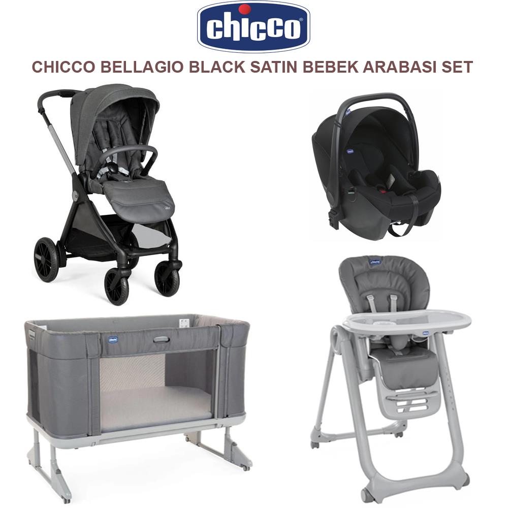 Bellagıo Black Satın +  Polly Magic Dark Grey + Korry Essential Syah + Next2me Forever Co Sleeping Cot Moon Grey