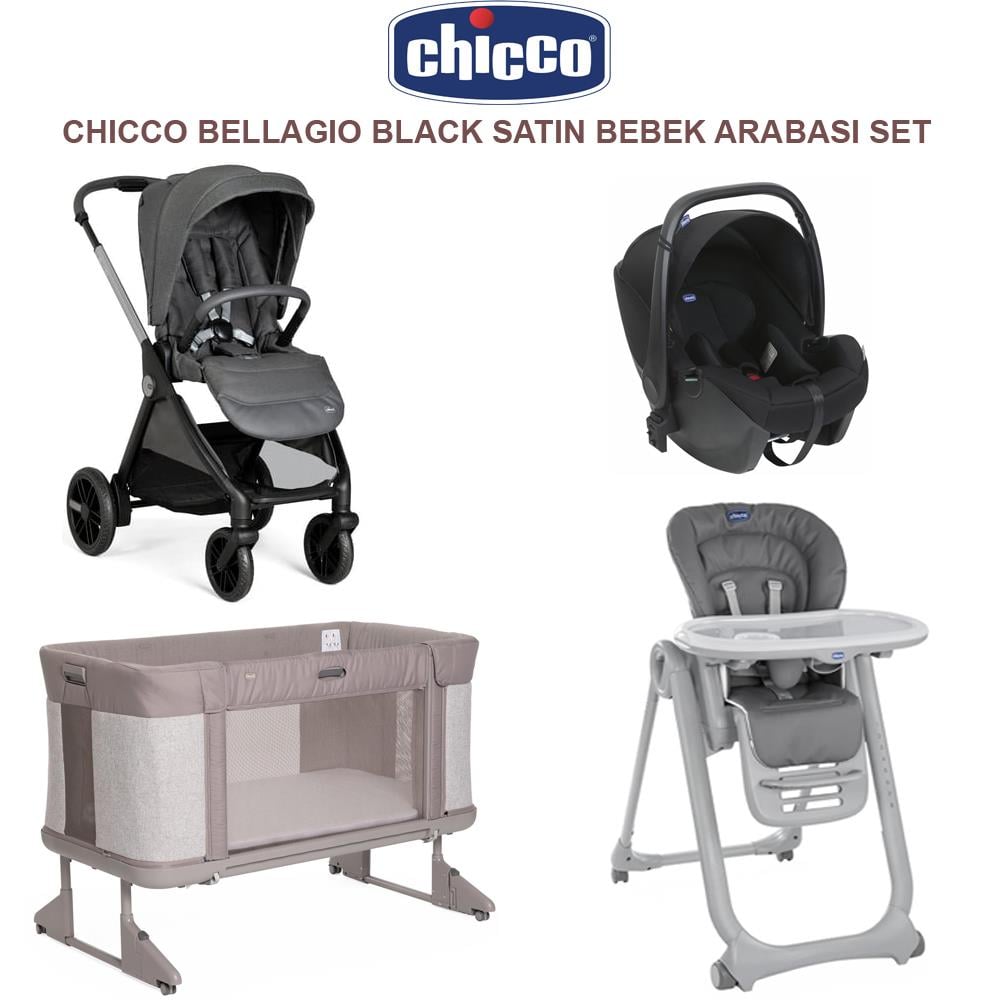 Bellagıo Black Satın +  Polly Magic Dark Grey + Korry Essential Syah + Next2me Forever Cosleeping Cot Almond