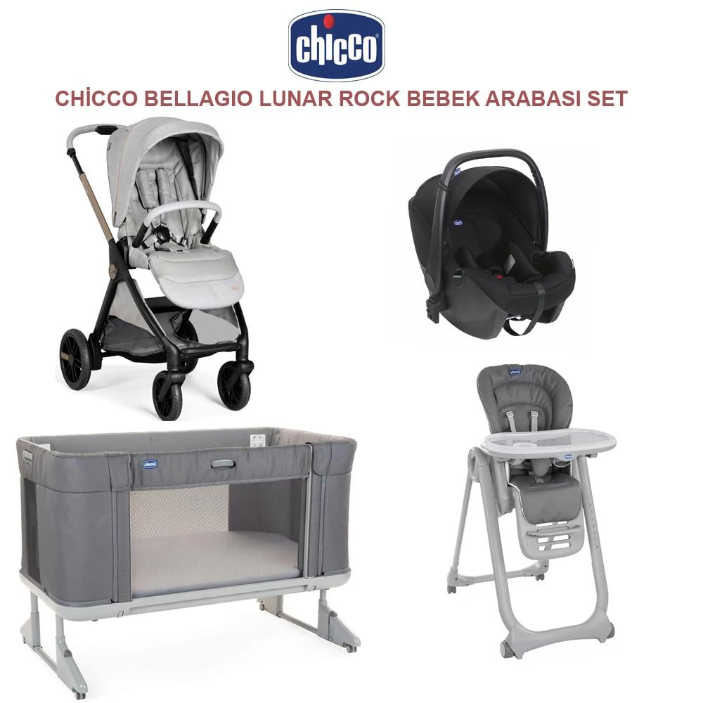 Bellagıo Lunar Rock +  Polly Magic Dark Grey + Korry Essential Syah + Next2me Forever Co Sleeping Cot Moon Grey