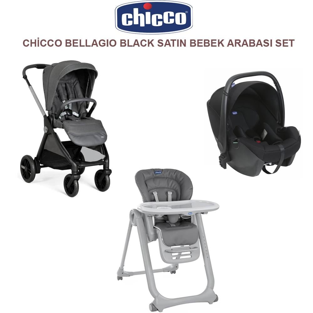 Chicoo Bellagıo Black Satın +Korry Siyah+Polly Magic Dark Grey Set