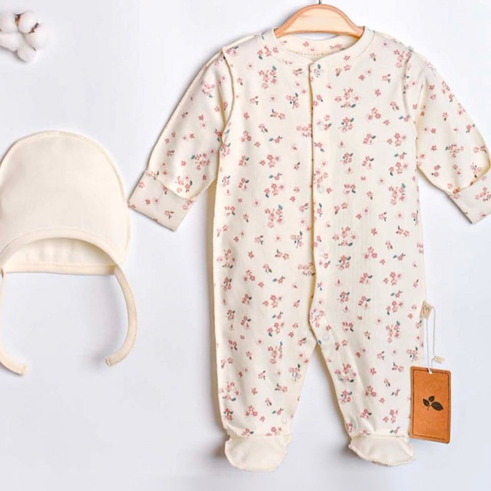 CİCCİM BABY Ters Dikiş Naturel Flower Garden Tulum