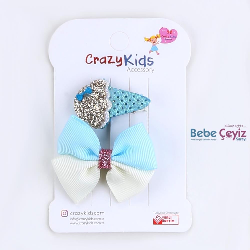 CRAZY KİDS Dondurmalı Fiyonklu Pens Toka ( Mix )
