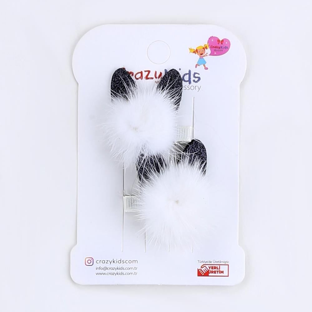 CRAZY KİDS Pens Tüylü Mikli  Toka ( Beyaz )