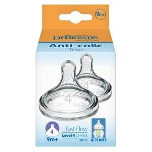 DR. BROWNS 2'li Geniş Ağız Silikon Biberon Emziği - 4.Evre (9m+)