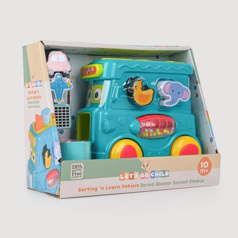 LETS BE CHİLD Renkli Bloklar Sevimli Oyuncak Otobüs