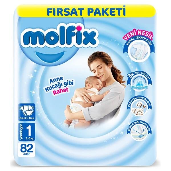 Molfix 3D Yenidoğan 1 Beden Bebek Bezi 82'Li