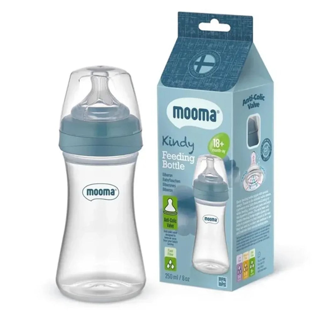 MOOMA Biberon Kindy 250 ML 18+ Ay Hızlı Akış Mavi