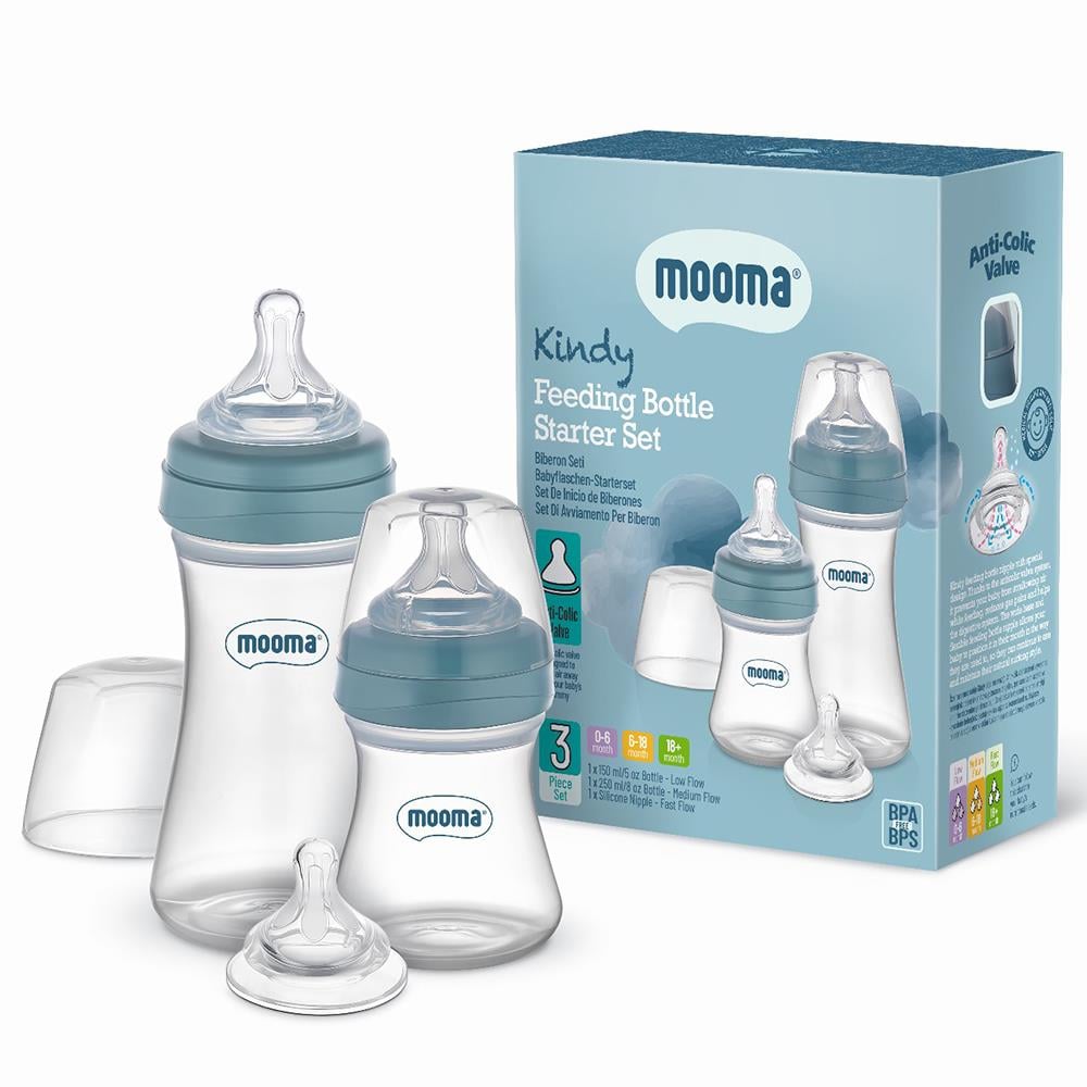 MOOMA Kindy Başlangıç Biberon Set ( Mavi )