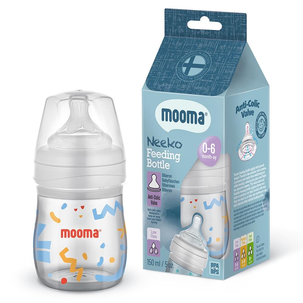 MOOMA Neeko Konfeti Desenli Biberon 150 ml ( 0-6 Ay Yavaş )
