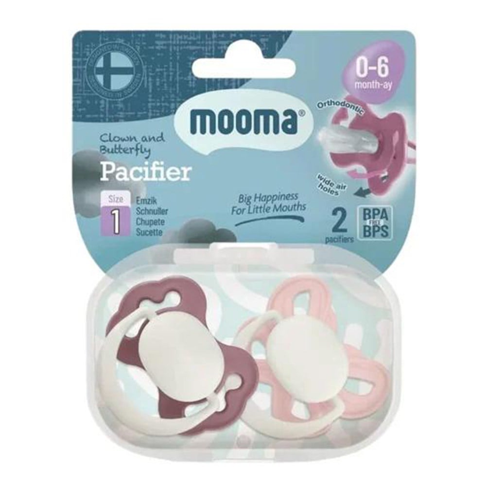 MOOMA Palyaço Ve Kelebek Desenli Emzik No:1 (0-6 Ay) ( Pembe Mor )