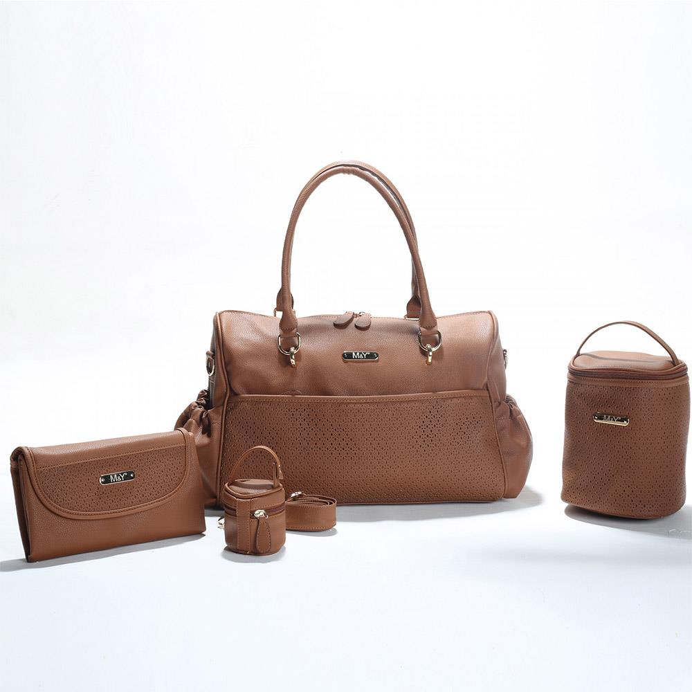 M&Y Collection Anne Bebek Hestıa Deri Çanta Seti ( Taba )