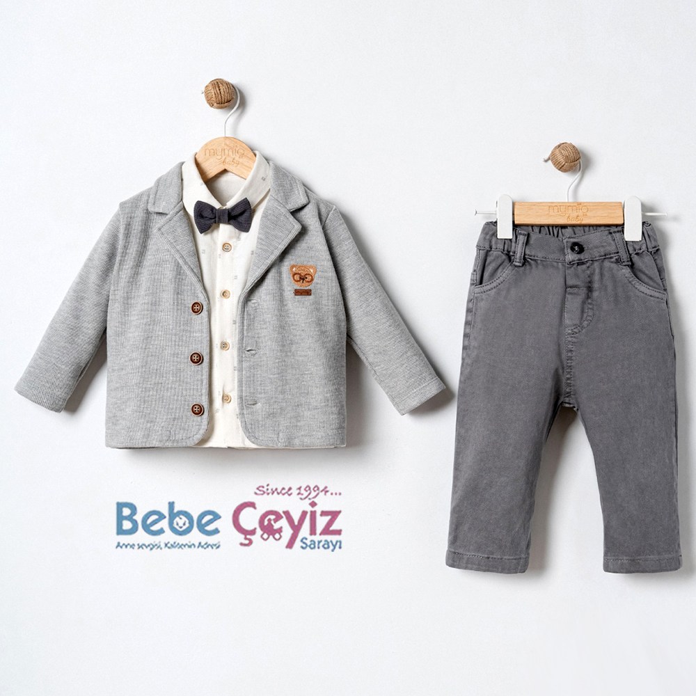 MYMİO BABY Ceketli 3'lü Takım ( Gri )