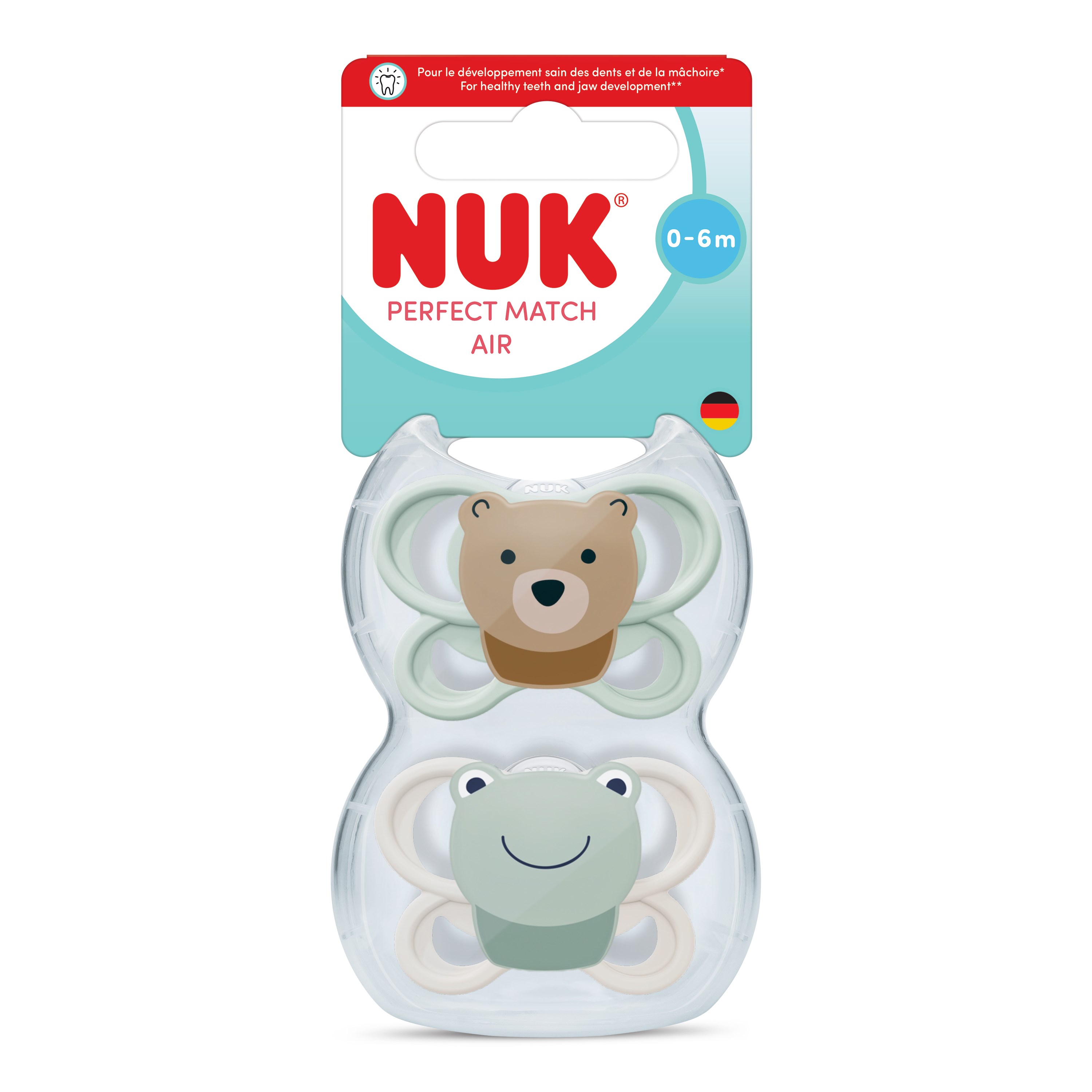 NUK Emzik PM Air 2'li  0-6 ay Beyaz/Yeşil Unisex