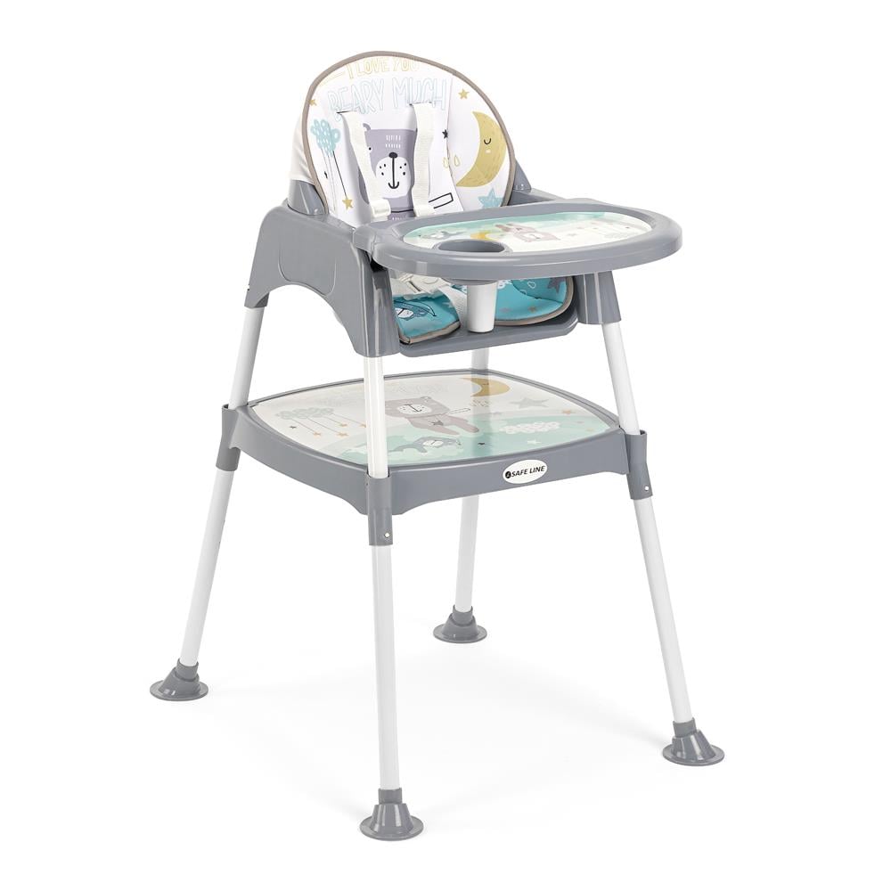 Safe Line Pocket Çalışma Masalı Mama Sandalyesi (Gri)