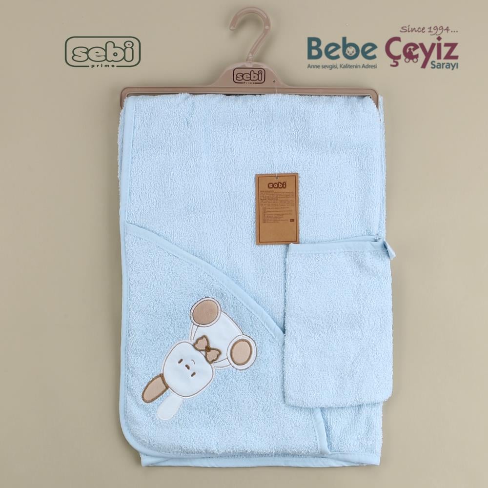 SEBİ PRİME Ayı Desen Havlu ( Mavi )