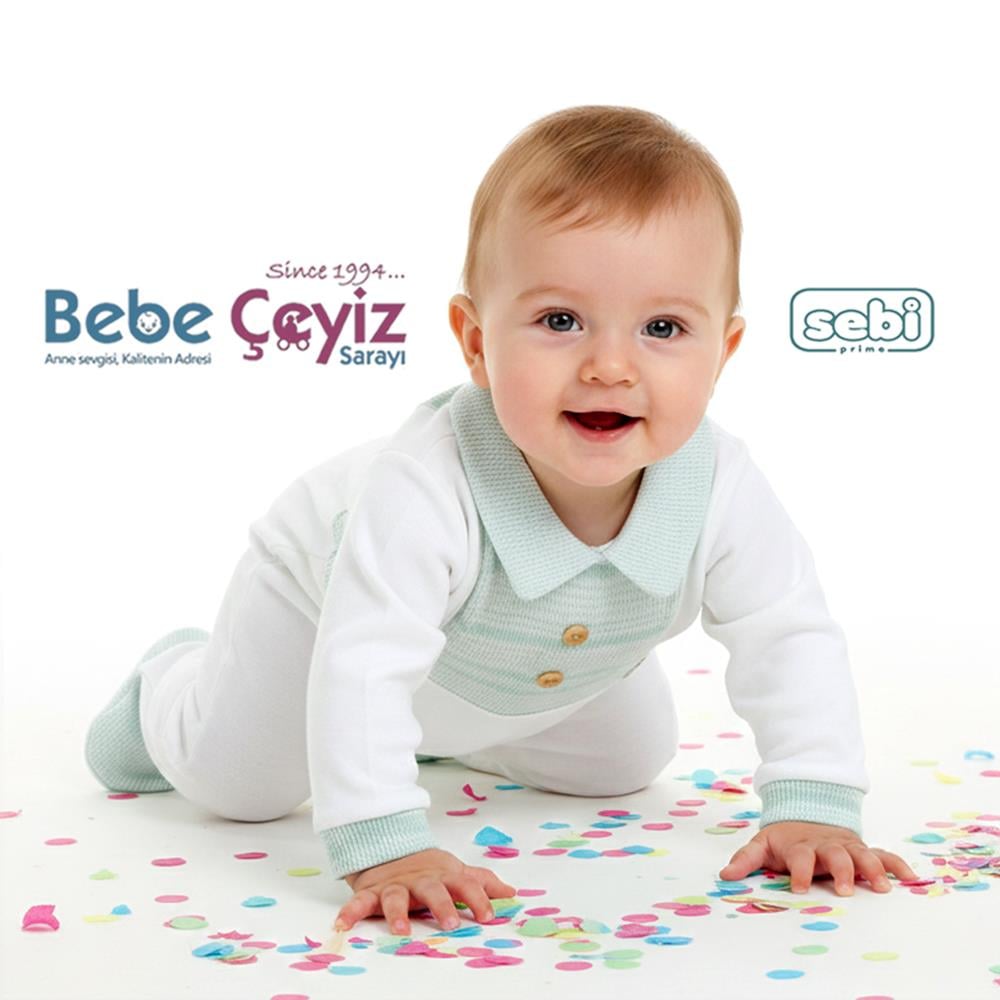SEBİ PRİME Bebeyaka Çizgili Apolet Düğ. Tulum ( Mint )