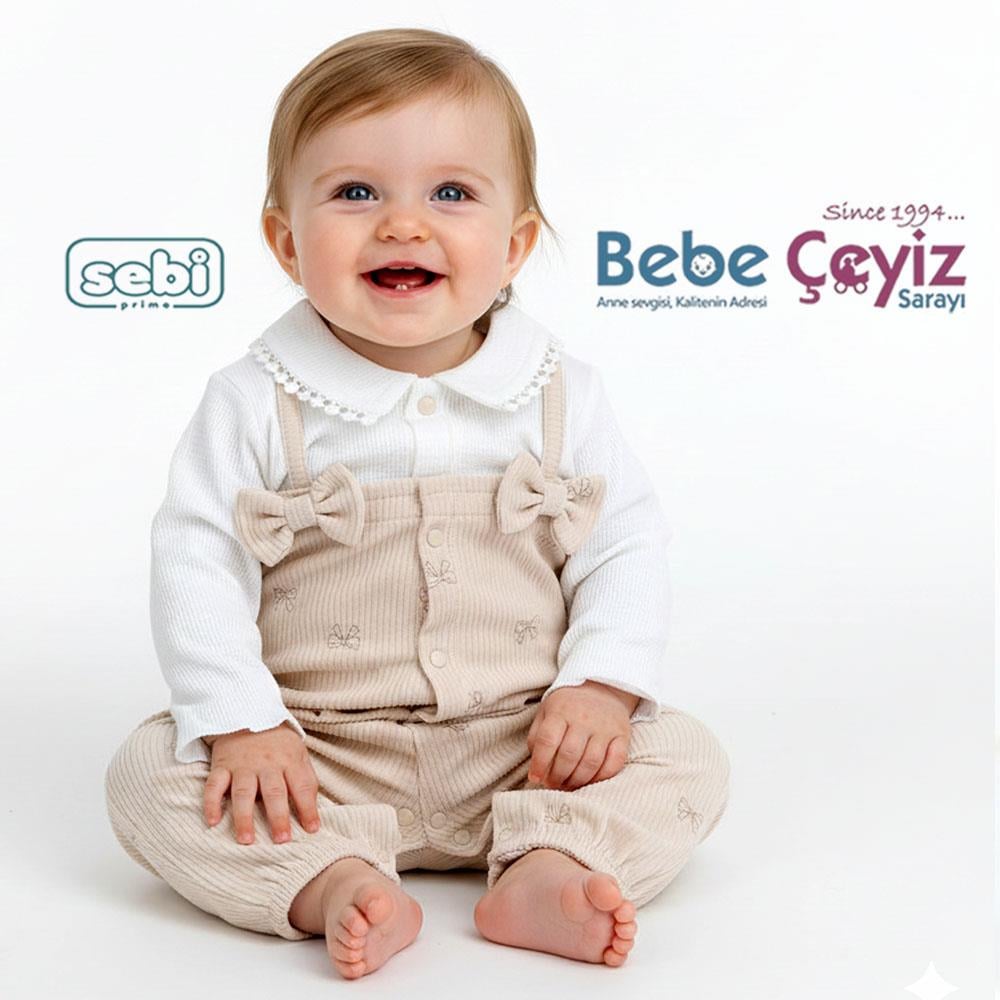 SEBİ PRİME Bebeyaka Fiyonk Desenli Tulum ( Bej )