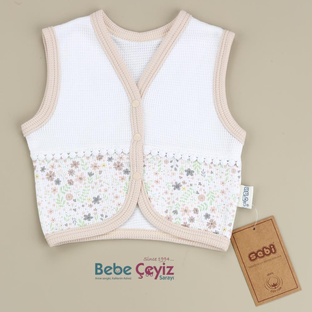 SEBİ PRİME Çiçekli Yelek ( Bej )
