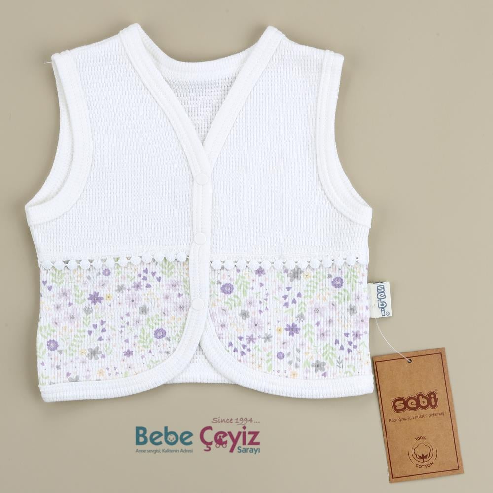 SEBİ PRİME Çiçekli Yelek ( Ekru )