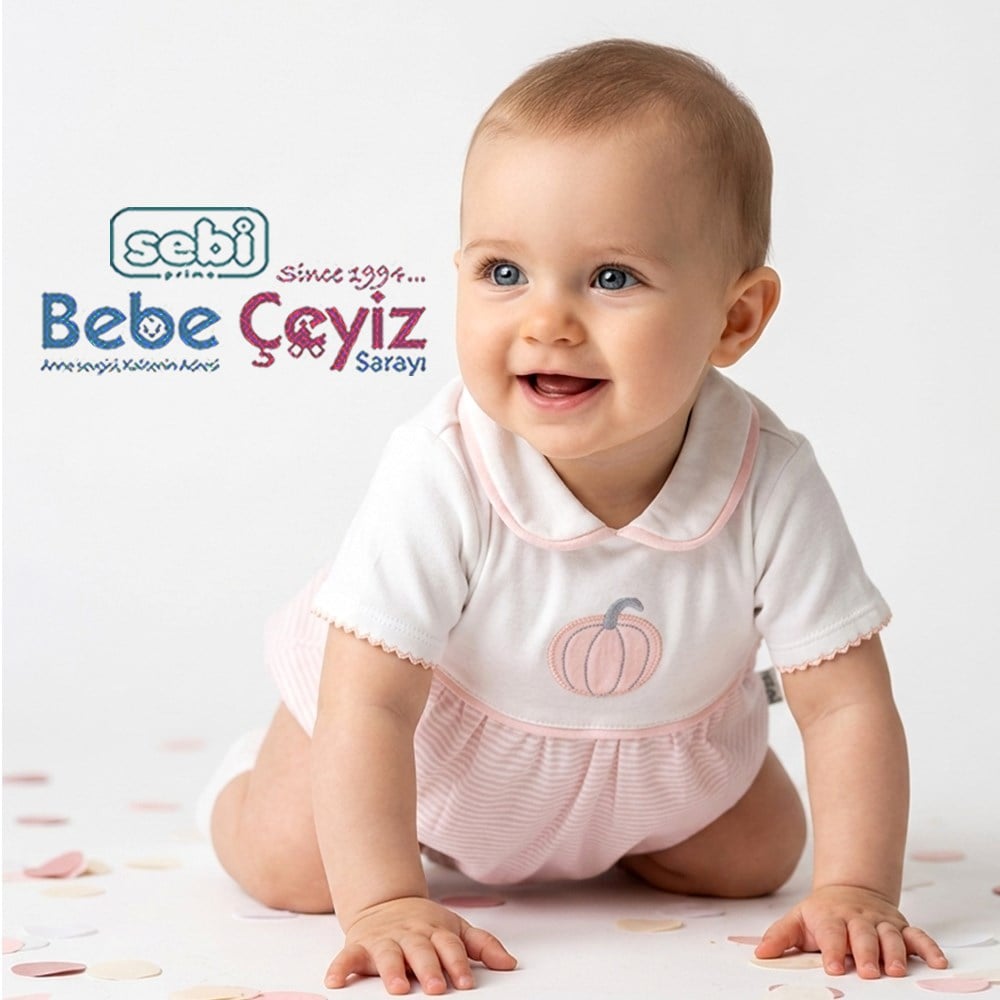 SEBİ PRİME Çizgili Kısa Tulum ( Ekru Somon )