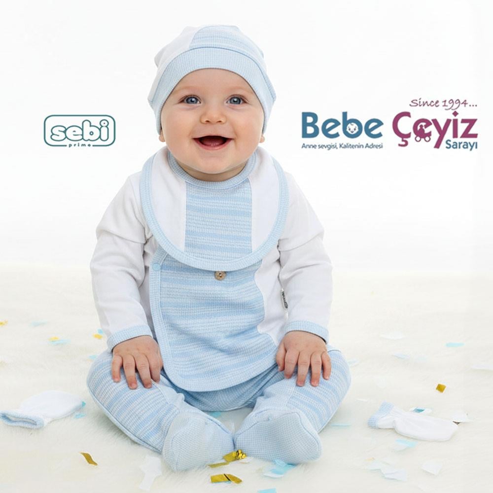 SEBİ PRİME Düğme Yakalı 5'Li Hastane Çıkışı ( Mavi )
