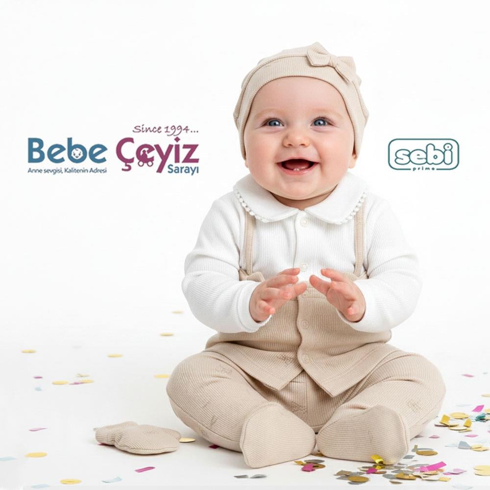 SEBİ PRİME Fiyonk Desenli 5'li Hastane Çıkışı ( Bej ) ( 0-3 Ay )