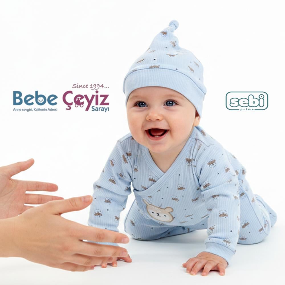 SEBİ PRİME Geyikli 5'li Hastane Çıkışı ( Mavi ) (0-3 Ay)