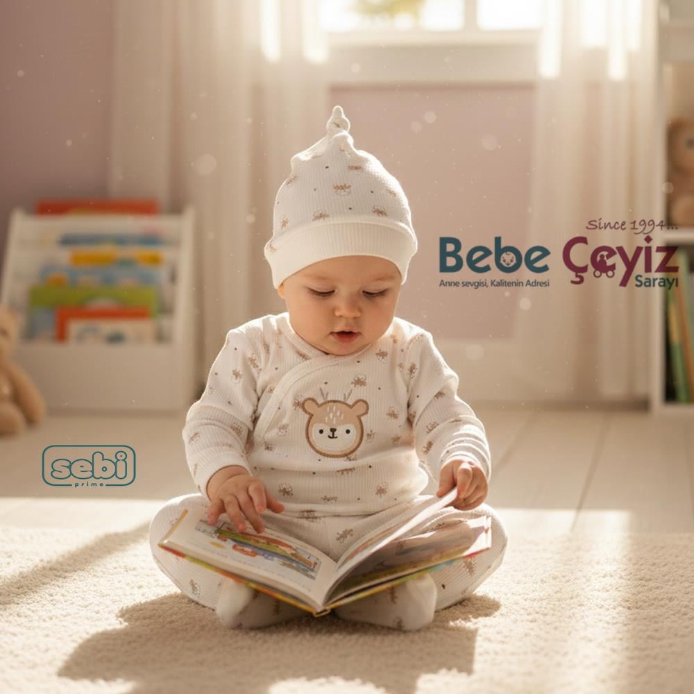 SEBİ PRİME Geyikli 5'li Hastane Çıkışı ( Ekru ) (0-3 Ay)