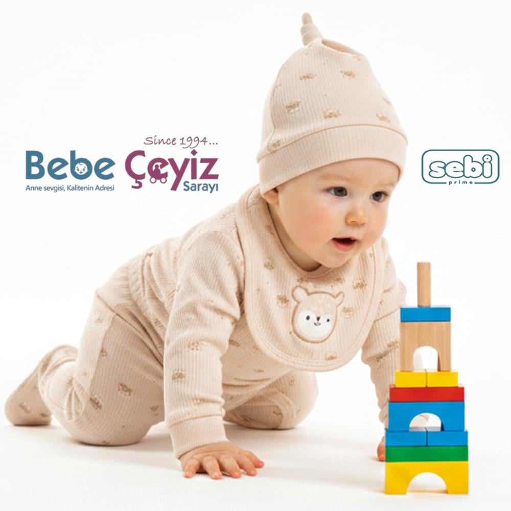 SEBİ PRİME Geyikli 5'li Hastane Çıkışı ( Bej ) (0-3 Ay)