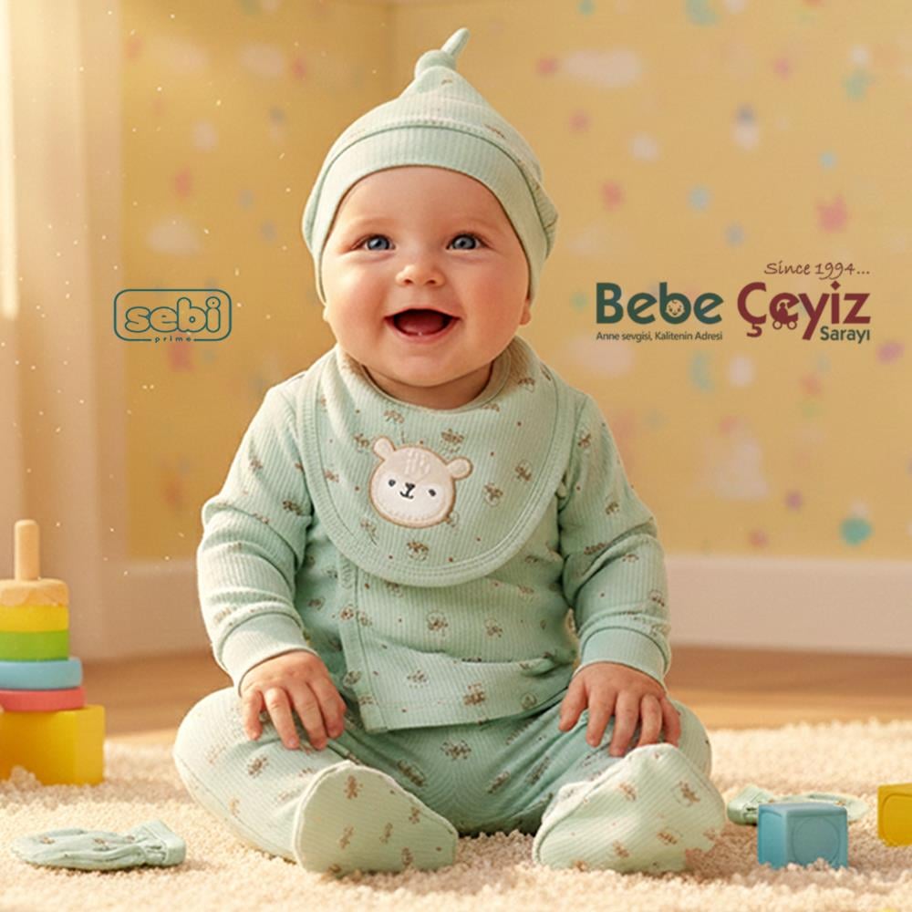 SEBİ PRİME Geyikli 5'li Hastane Çıkışı ( Mint ) (0-3 Ay)