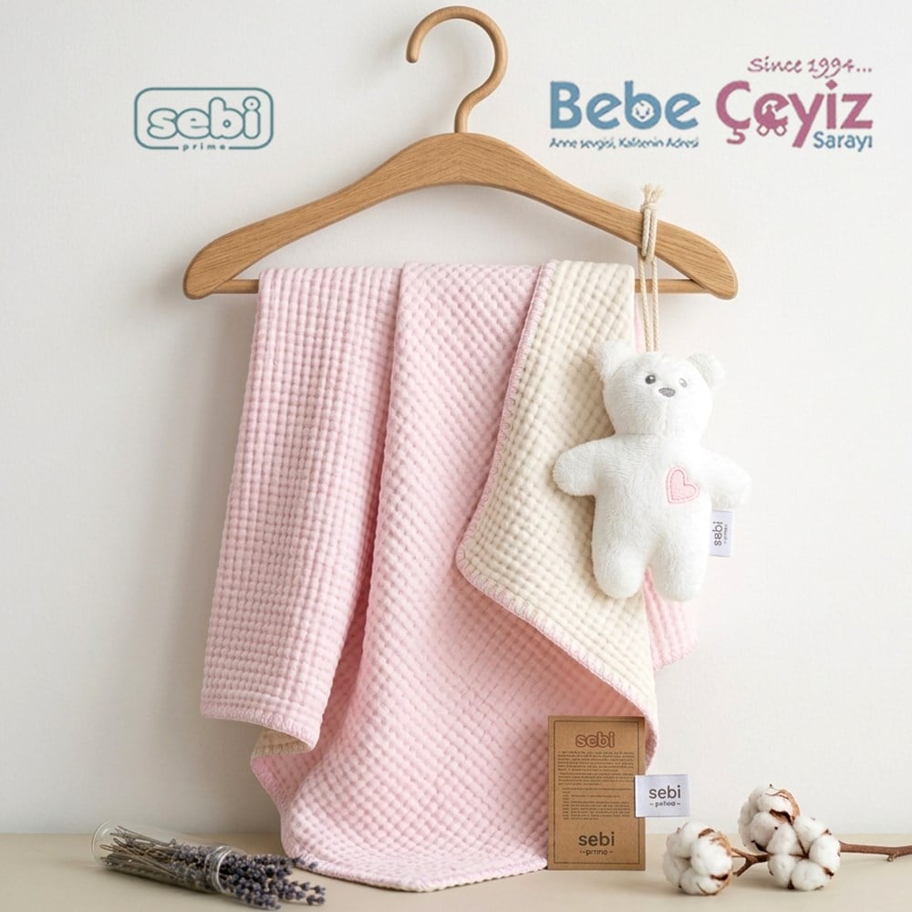 SEBİ PRİME Müslin Dolgulu Battaniye ( Pembe )