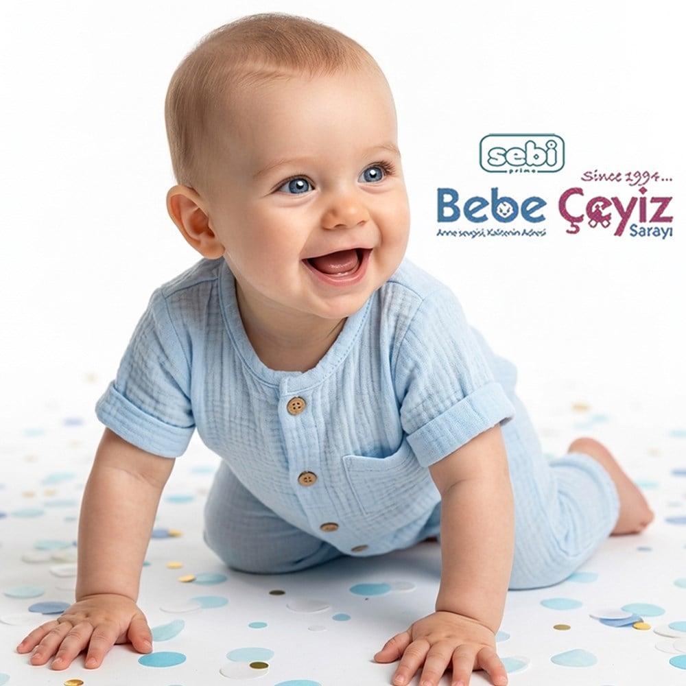 SEBİ PRİME Müslin Kısakol Tulum ( Mavi )