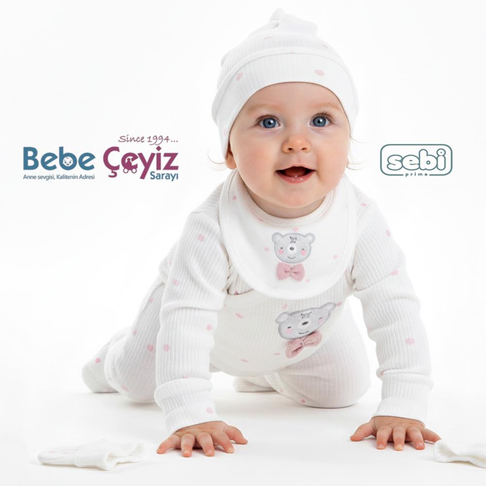 SEBİ PRİME Puantiyeli Ayılı 5'li Hastane Çıkışı ( Gül Kurusu )