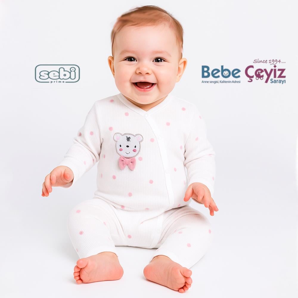 SEBİ PRİME Puantiyeli Ayılı Papyonlu Tulum ( Gül Kurusu )