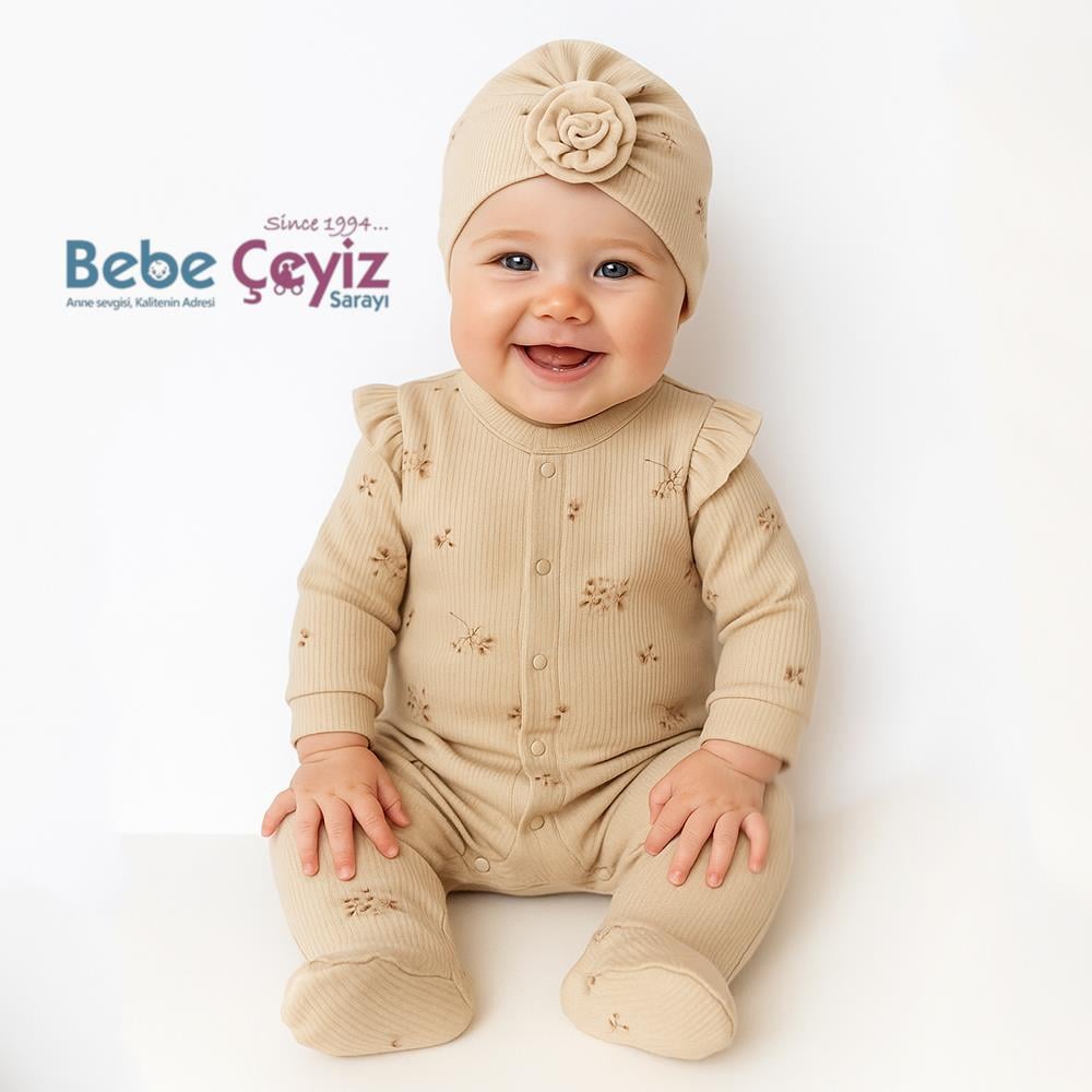 SEBİ PRİME Raporlu Güllü Şapkalı Tulum ( Bej )