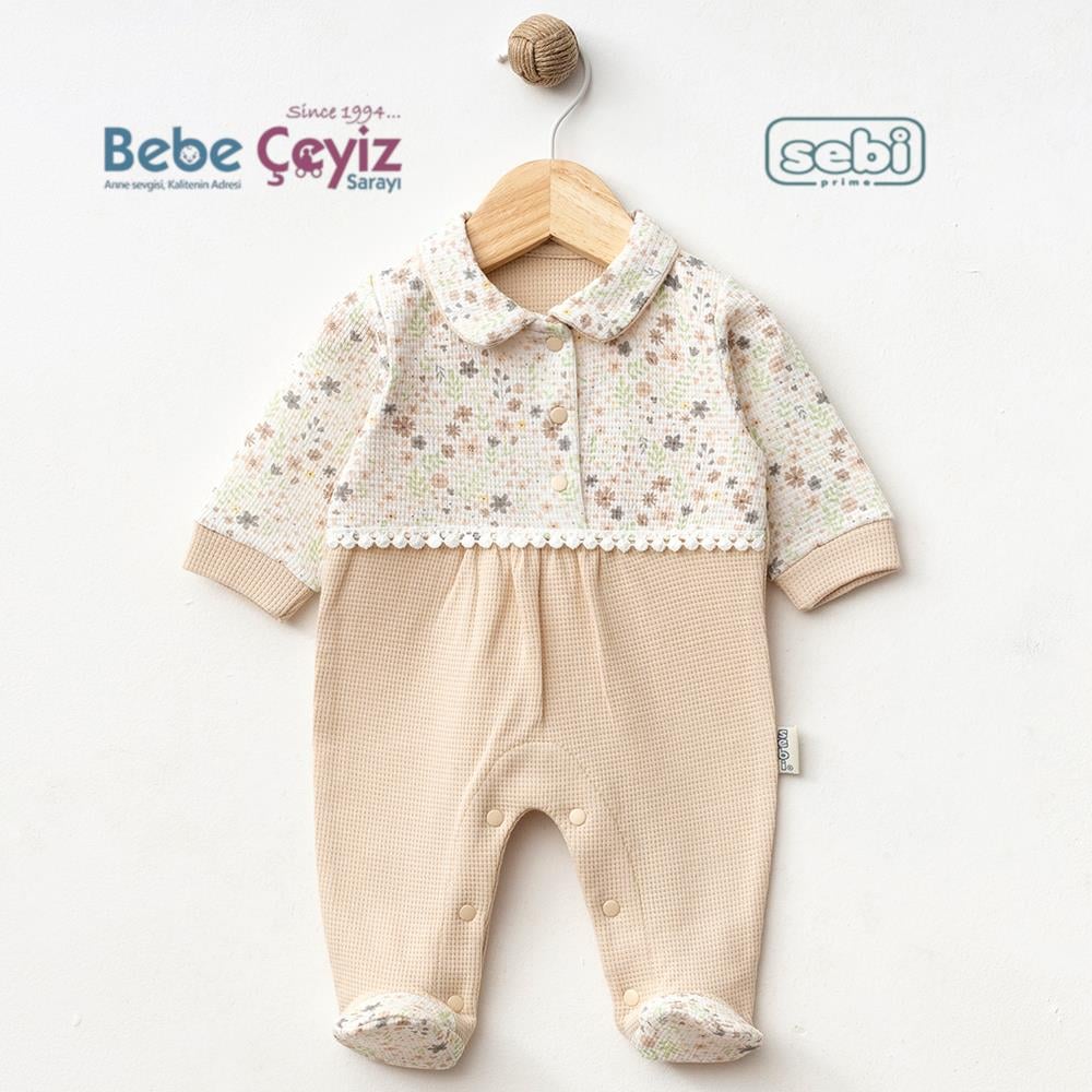 SEBİ PRİME Wafıl Çiçekli Bebe Yaka Tulum ( Bej ) 