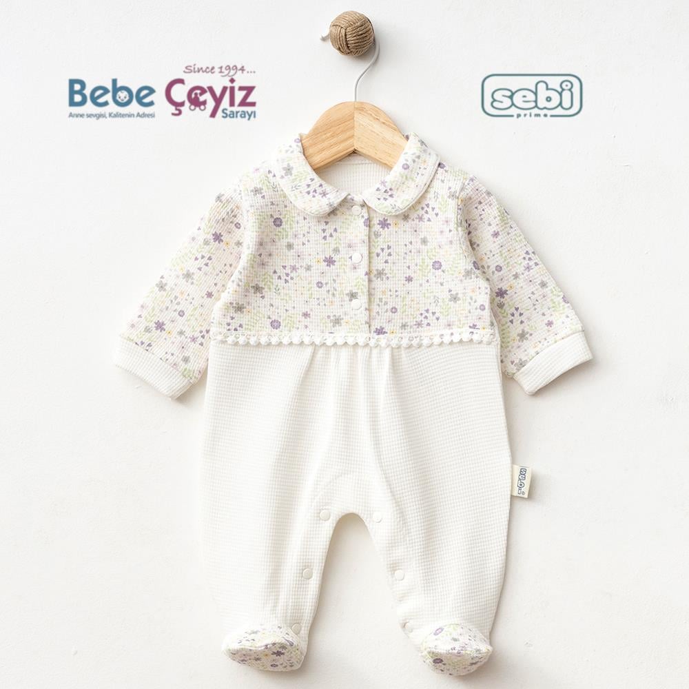 SEBİ PRİME Wafıl Çiçekli Bebe Yaka Tulum ( Ekru ) 