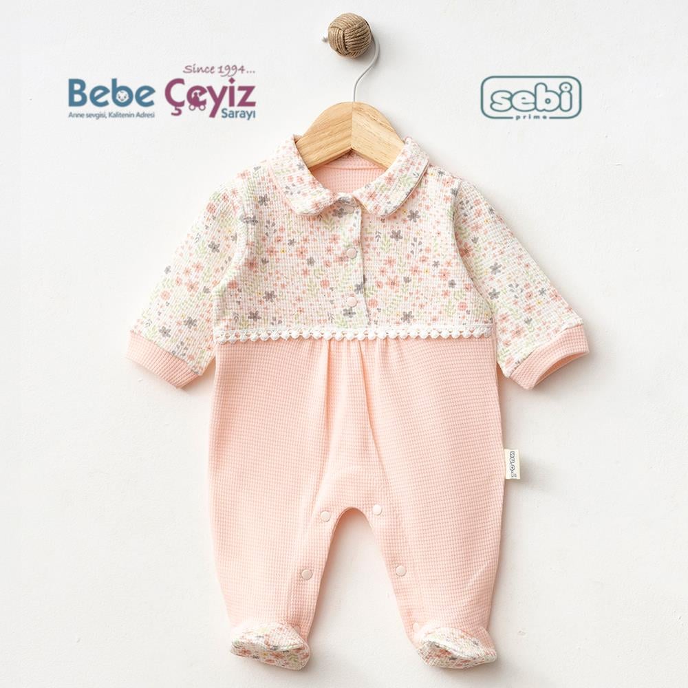 SEBİ PRİME Wafıl Çiçekli Bebe Yaka Tulum ( Somon ) 