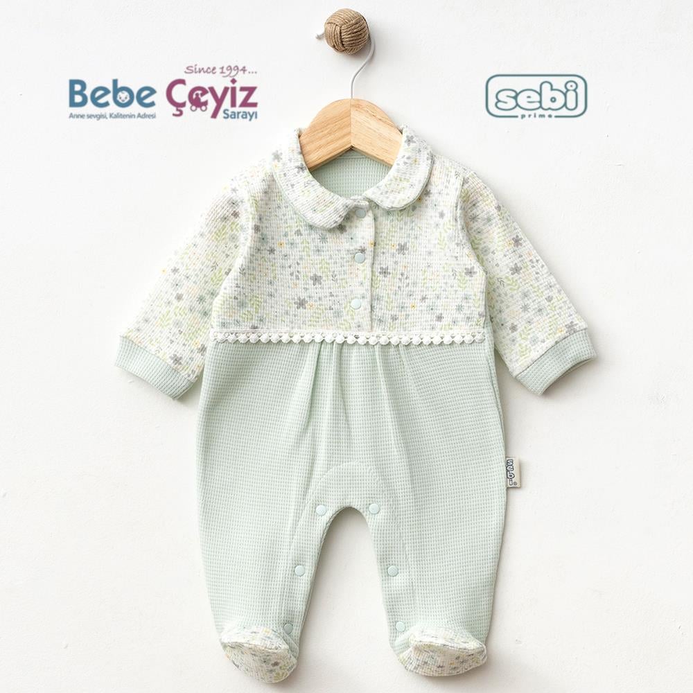 SEBİ PRİME Wafıl Çiçekli Bebe Yaka Tulum ( Mint ) 