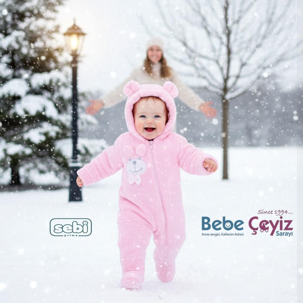 SEBİ PRİME Welsoft Kapüşonlu Kız Patikli Tulum ( Pembe )